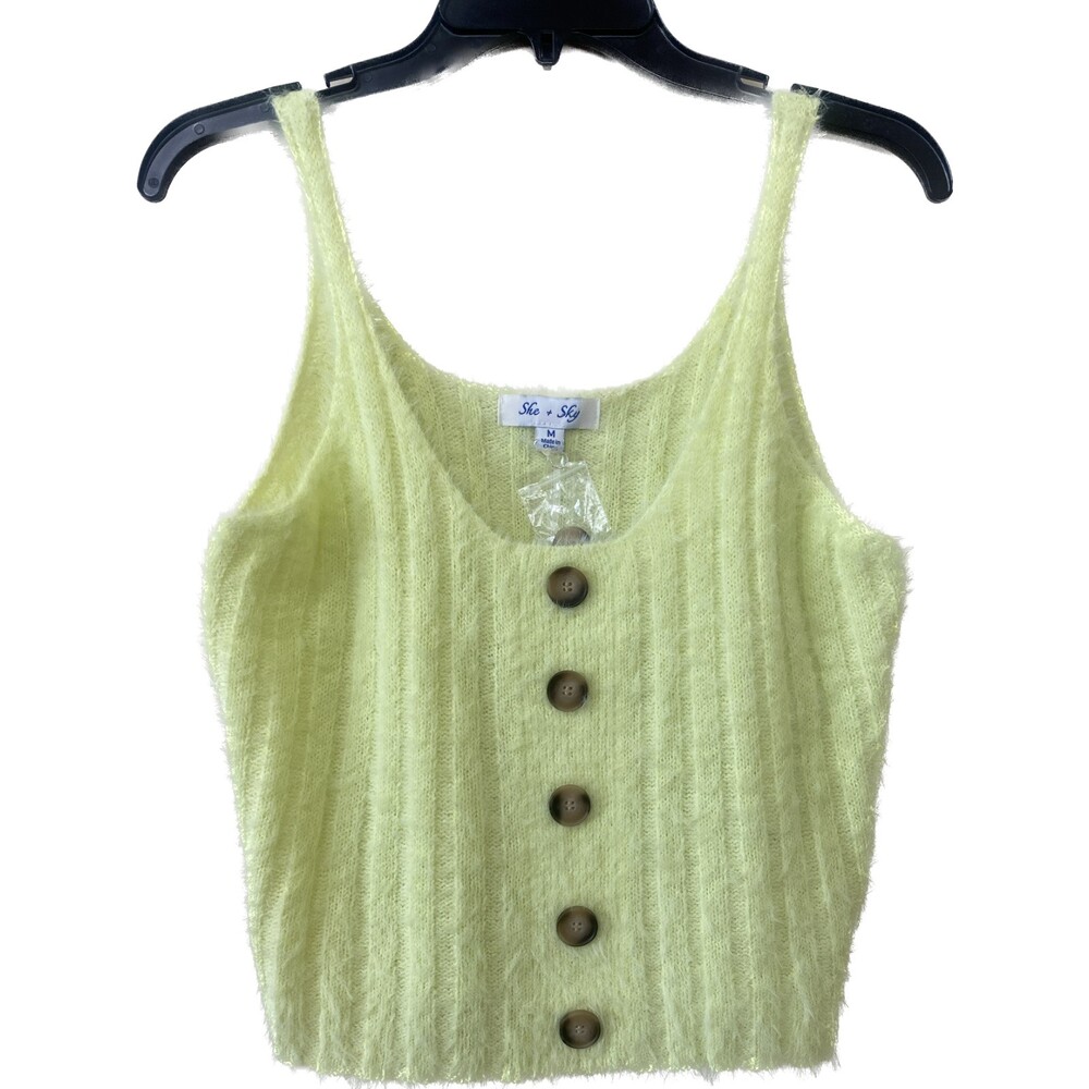 SHE + SKY Fuzzy Cami Sleeveless  Crop Top Womens Size Medium